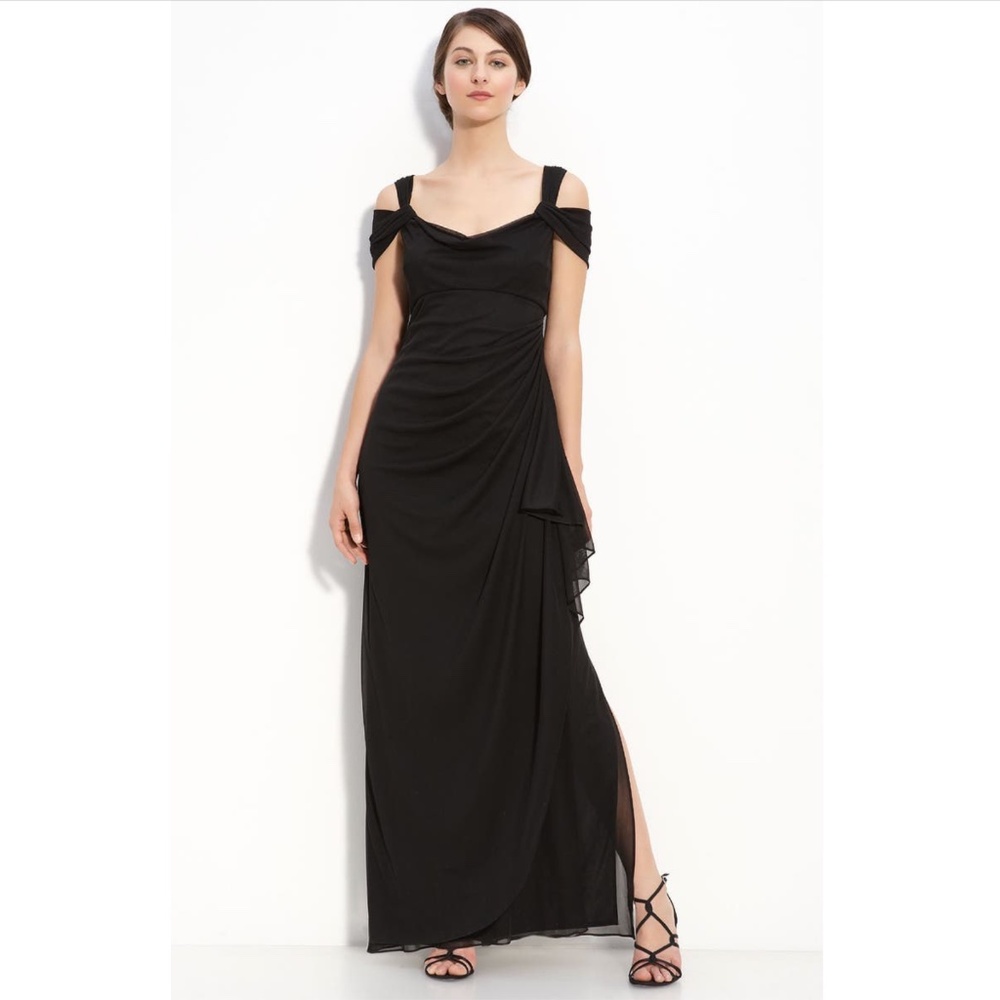 Alex Evenings: Cold Shoulder Ruffle Gown (NWT)